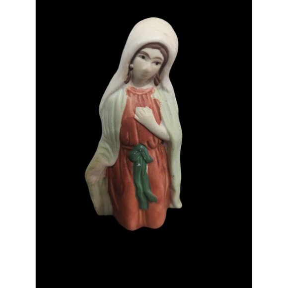 Hand-Painted Mary Figurine Vintage Ceramic Nativity Scene Religious Christmas - Picture 2 of 11